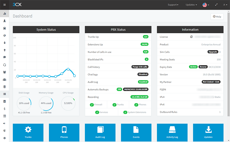 3cx dashboard