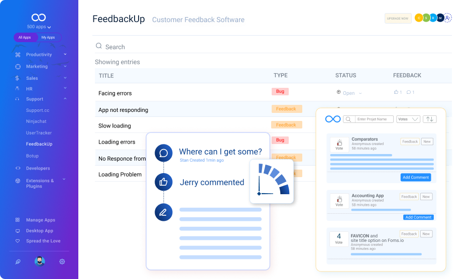 Feedbackup Dashboard