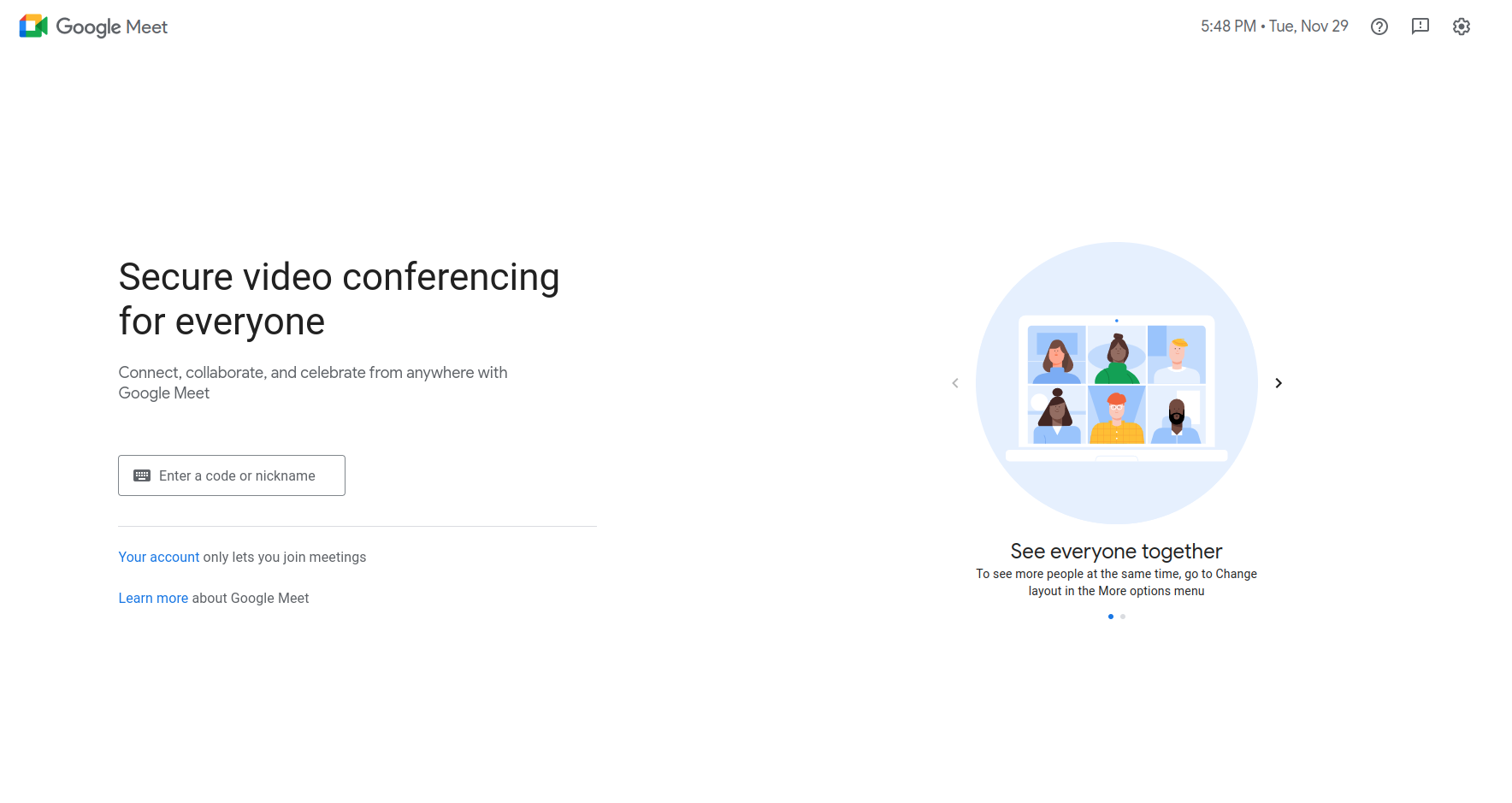 Google Meet Dashboard