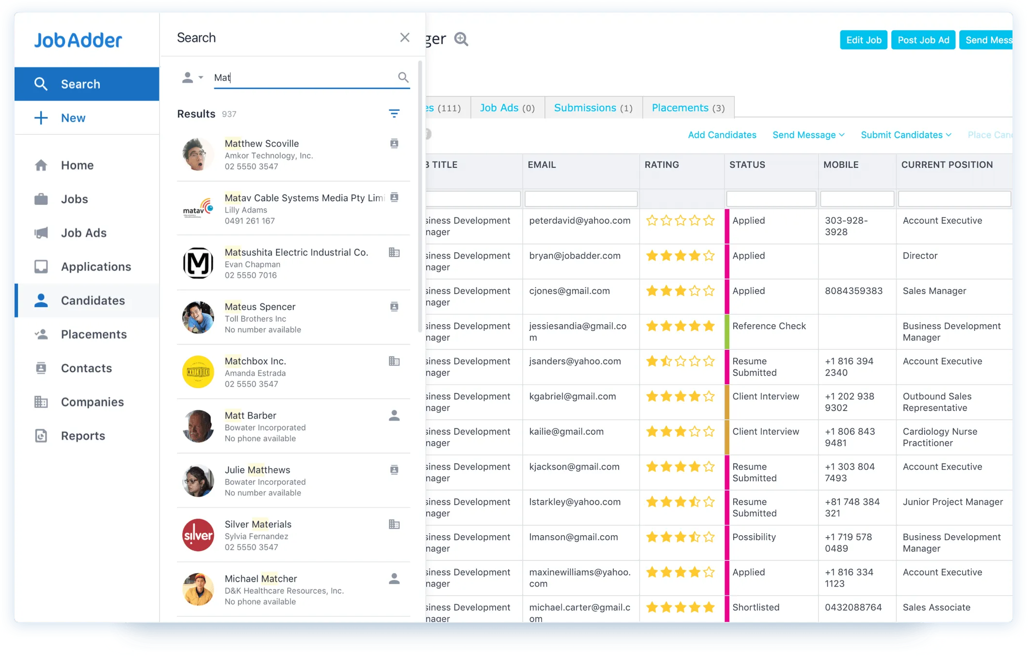 JobAdder Dashboard