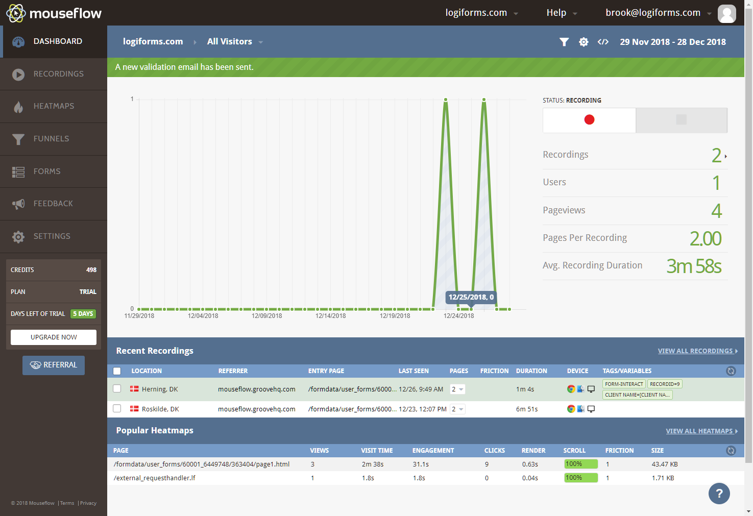 Mouseflow Dashboard