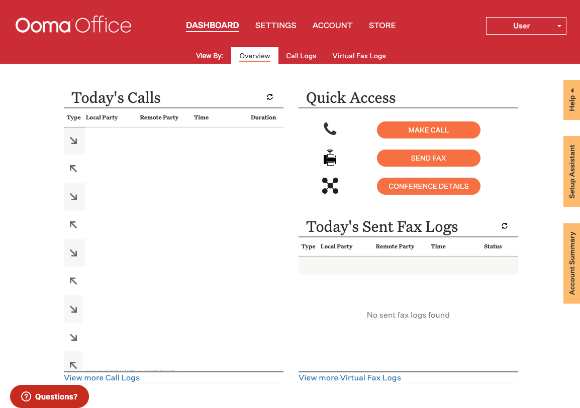 Ooma Office Dashboard