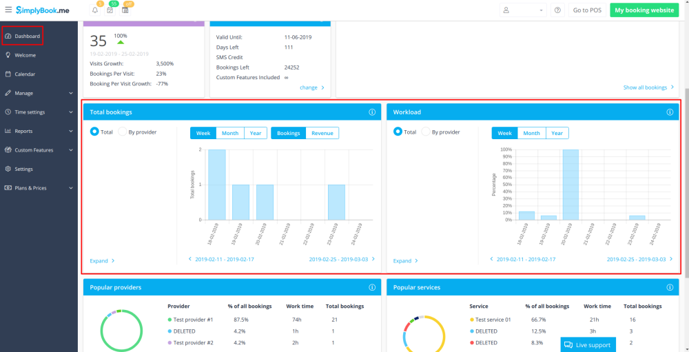 Simplybook Dashboard