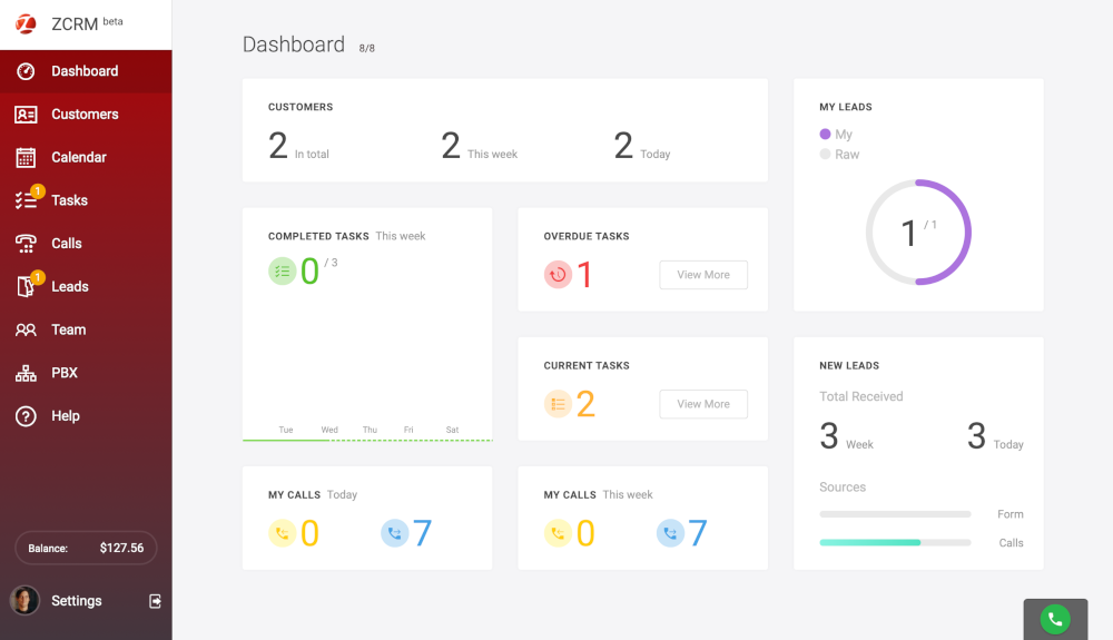 Zadarm Dashboard